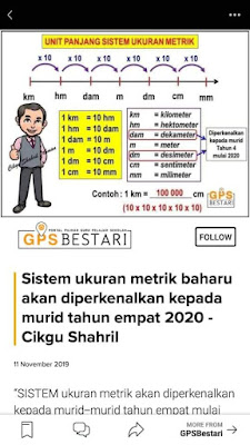 Unit metric baru diperkenalkan ke murid Darjah 4 2020