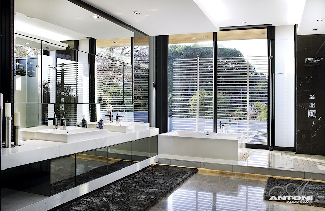Picture of the marble furniture in the modern minimalist bathroom designed by SAOTA