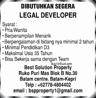 Lowongan Kerja PT. Best Solution Property