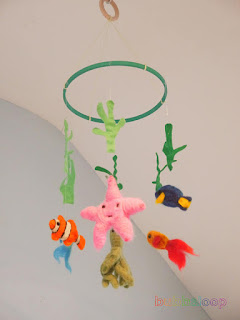 sea mobile, baby mobile, needle-felted mobile, fish mobile, octopus, underwater mobile