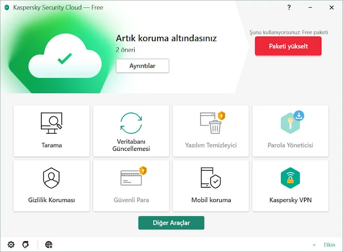 En iyi Ücretsiz Antivirüs Programları Kaspersky Security Cloud Free