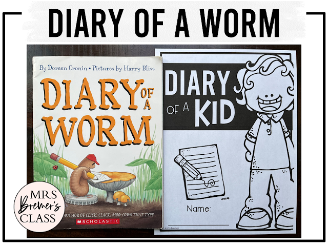 Diary of a Worm book activities unit with literacy printables, reading companion activities, and Diary of a Kid writing for Kindergarten, First Grade, and Second Grade