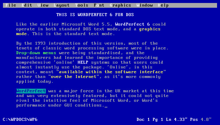 WordPerfect circa 1993