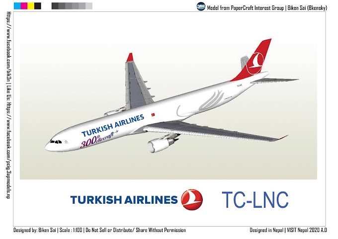 PCIG A330-303 Turkish Airlines 300th aircraft papermodel scale 1:100