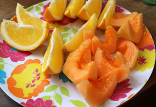 Melon grown in our garden, and Oranges - A trying to keep me healthy