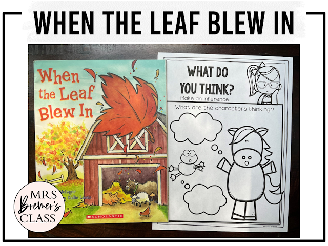 When the Leaf Blew In book activities unit with printables, literacy companion activities, reading worksheets, and lesson ideas for fall in Kindergarten and First Grade