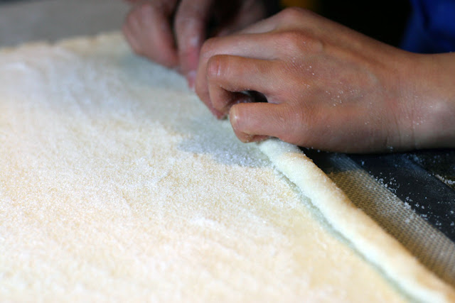 Dough being rolled for the kouignettes