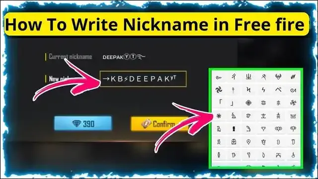 How To Write Nickname in Free fire 2024 - Nu1player