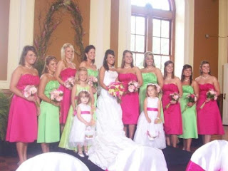 Pink and Green bridesmaid dresses