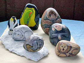 painted rocks, rock painting, wild animals, critters, Cindy Thomas