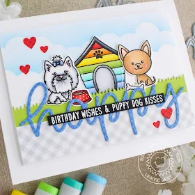 Sunny Studio Stamps: Puppy Dog Kisses Puppy Parents Happy Word Die Puppy Themed Birthday Card by Leanne West