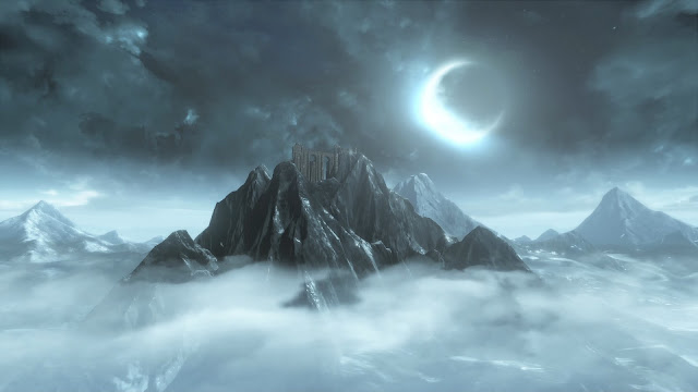Beautiful Moments in Dark Souls 3 - Wallpaper Moon Crescent and Mountain