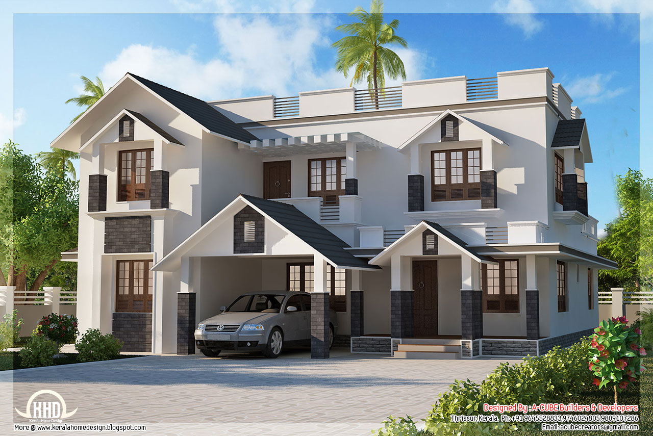 4 bedroom sloping roof house | House Design Plans