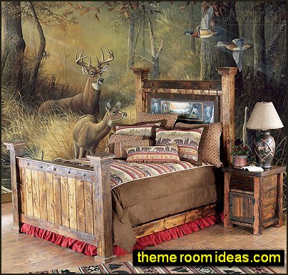 hunting bedroom rustic style log cabin in the woods bedroom ideas forest mural bear decor