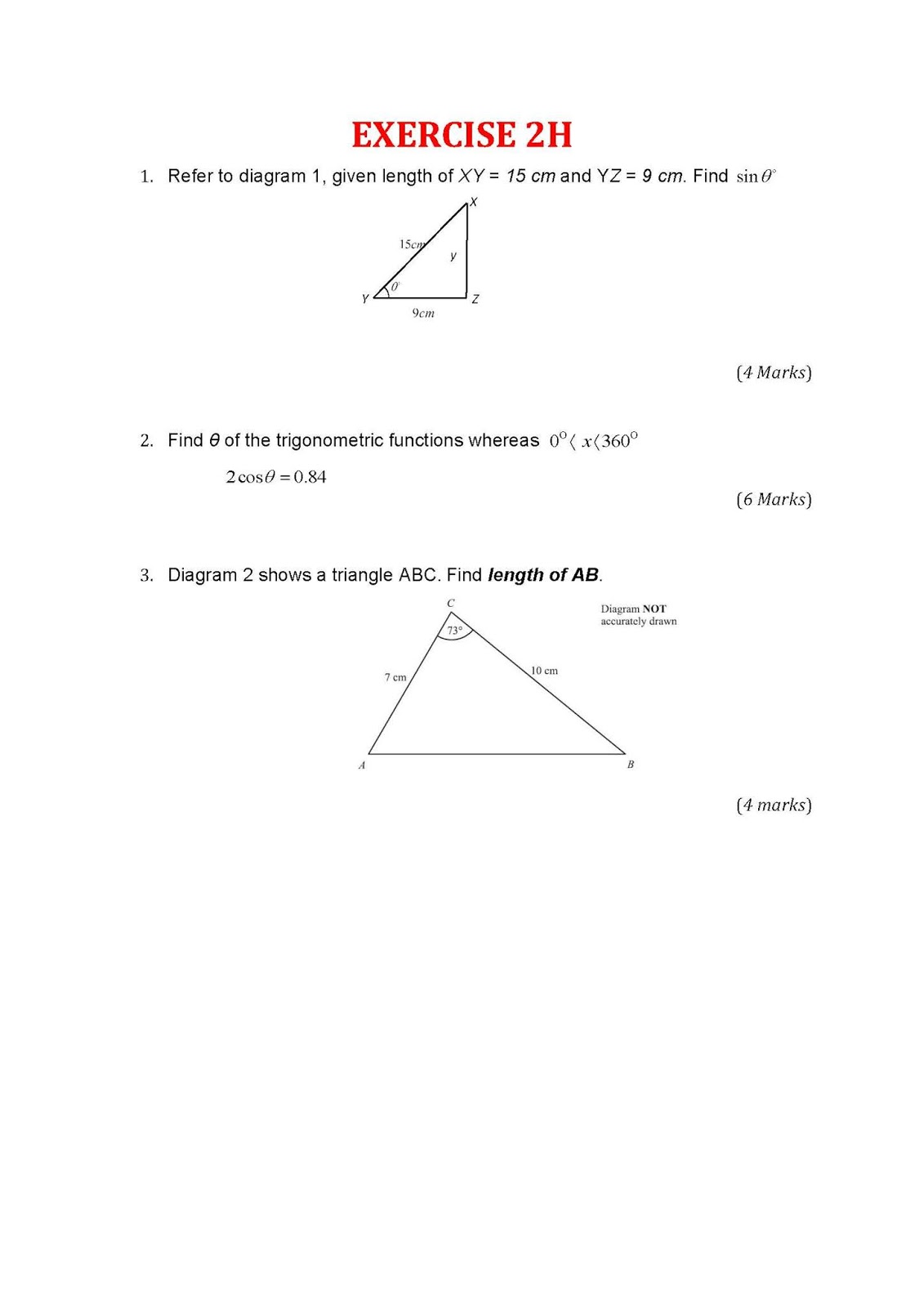 EXERCISE 2H  Chapter 2  Trigonometry  DM10013  Jun 