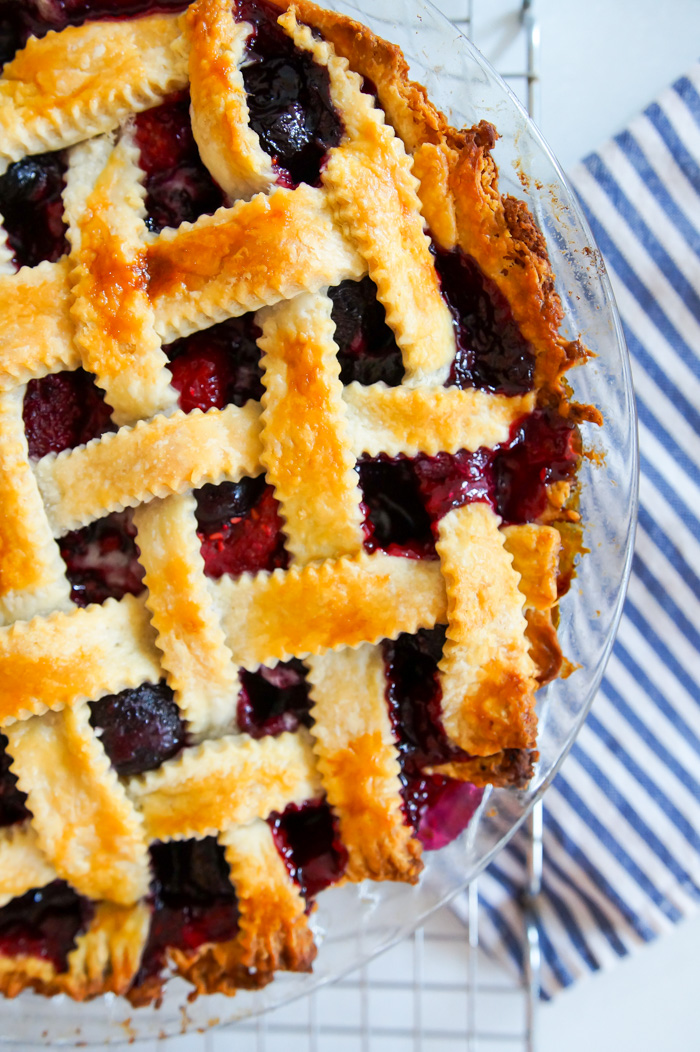 cherry berry pie with lattice top