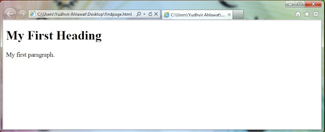 First HTML Page with heading and paragraph