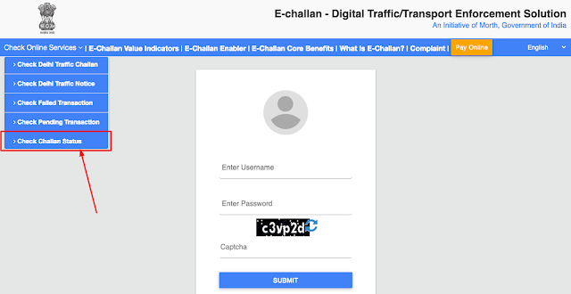 Arunachal Pradesh Traffic E-Challan Status