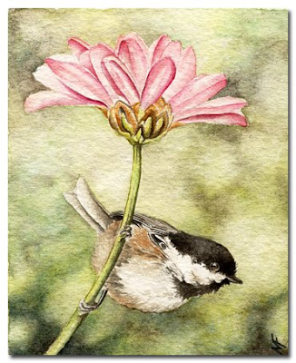 chickadee watercolour painting