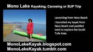 Launching kayak from Navy Beach on Mono Lake