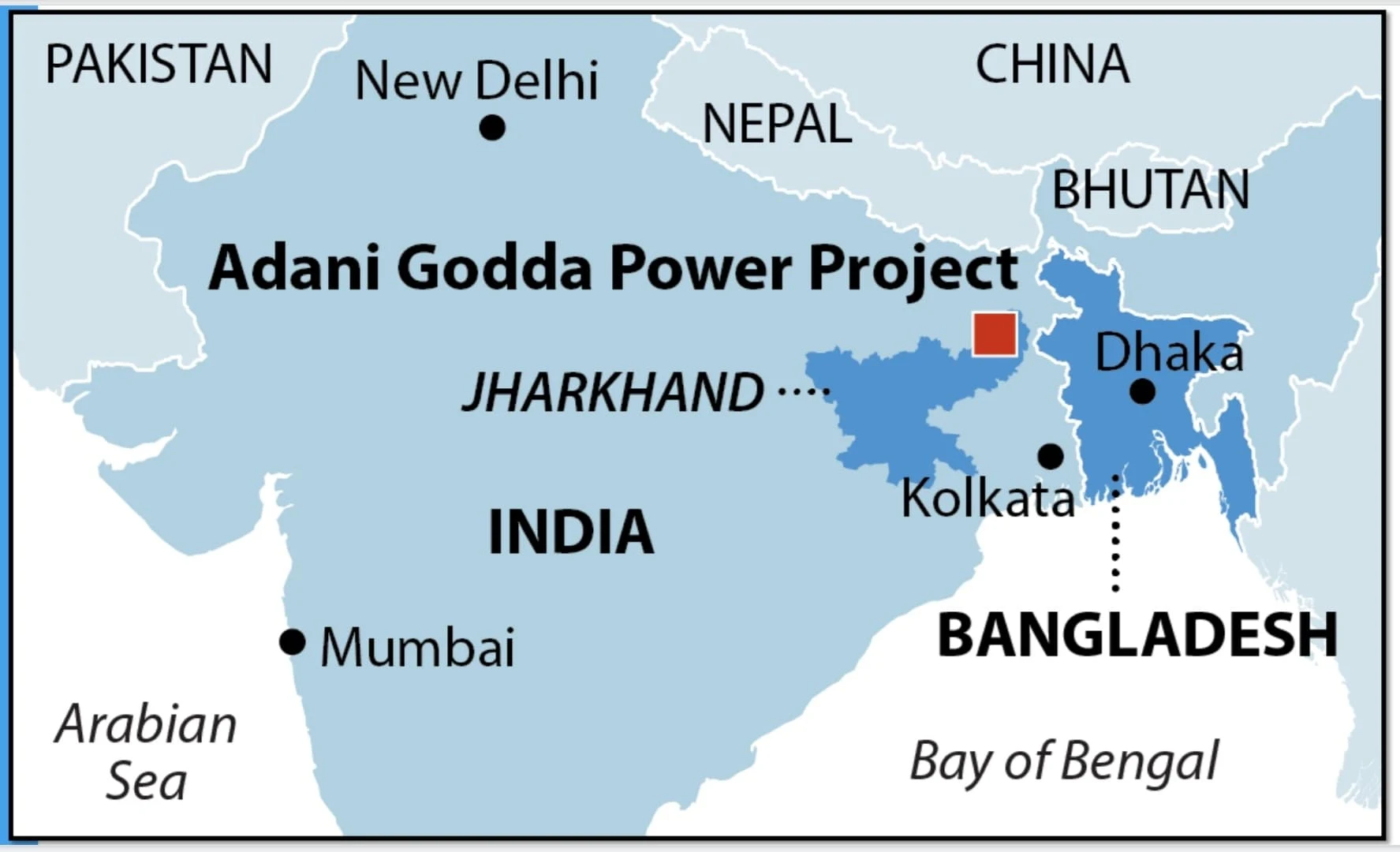 Adani to Export Electricity from India to Bangladesh   WHAT HAS HAPPENED?  Tycoon Gautam Adani plans to start exporting electricity from a coal-fired plant in eastern India to Bangladesh before the end of the year, helping to alleviate energy shortages in the South Asian nation.    Adani Power Ltd. will commission a 1.6 gigawatt facility in Jharkhand state and a dedicated transmission line for the exports by Dec. 16.  The project underscores India's push to use infrastructure as part of its diplomatic outreach to neighbors.    Adani -- Asia's richest person controlling a business empire spanning ports, infrastructure and energy -- is also involved in investments in Sri Lanka.    BUT WHY BANGLADESH NEEDS POWER FROM INDIA?  Bangladesh boasts of an electrification rate of 97% - which means that almost all of its population have access to electricity.  The neighbouring country has also raised its total power generation capacity to 25,700 megawatts (MW), against peak demand of about 15,000 MW.    But since June this year, the South Asian nation has seen a return of frequent power outages as it's government struggles to keep rising fuel cost down.  HEAVILY RELIANT IN IMPORT  Bangladesh's power sector relies on imports of fossil fuels, including Liquefied Natural Gas, for electricity generation. Natural gas alone accounts for 60% of power generation.  In 2016, as part of its master plan for the power sector, Bangladesh planned to raise the share of coal to 35% of power generation by 2041.  But funding and environmental concerns have forced the neighbouring country to cancel plans for 10 coal power plants.  The country's existing renewables capacity is insufficient to serve growing power demand.  It is also aiming to double its power generation capacity by 2041 to support its export-oriented economy, according to the US Department of Commerce.  ENVIRONMENTAL CONCERN OF GODDA PLANT  Jharkhand is one of India's biggest coal-mining regions, but the plant will mainly use fuel imported from overseas, according to a 2017 approval document from the environment ministry.    Adani's project has been criticized due to the high costs of transporting the coal by sea from places like Australia and South Africa and then by train to the plant.    Prime Minister Narendra Modi and Bangladesh Prime Minister Sheikh Hasina on Tuesday signed seven Memorandum of Understanding (MoUs) on issues related to Water sharing, railways, space, science and judiciary in New Delhi's Hyderabad House.    • The MoU to finalise an interim bilateral agreement on water sharing of the Kushiyara river was signed  • An MoU was signed between the Council of Scientific and Industrial Research (CSIR), India and Bangladesh Council of Scientific Industrial Research (BCSIR) on scientific cooperation  • An MoU was signed between the National Judicial Academy, Bhopal and the Bangladesh Supreme Court to promote capacity building  • The Union ministry of railways signed an MoU with the Bangladesh Railways under which India will train personnel of Bangladesh Railways in the Indian Railways' training institutes   • Another MoU was signed between both departments under which they will collaborate to provide IT solutions to Bangladesh Railways  • MoU signed between Bangladesh Television and Prasar Bharati  • MoU signed between both countries to promote cooperation in space technology and scientific and research collaboration  INDIA-BANGLA TRADE  In 2021-22, Bangladesh has emerged as the largest trade partner for India in South Asia and the fourth largest destination for Indian exports worldwide.  Exports to Bangladesh grew more than 66% from $9.69 billion in FY 2020-21 to $16.15 billion in FY 2021-22.    India is Bangladesh's second biggest trade partner, and its largest export market in Asia.  Despite Covid-19 related disruptions, bilateral trade grew at an unprecedented rate of almost 44% from $10.78 billion in 2020-21 to $18.13 billion in 2021-22.  India's main exports to Bangladesh are raw cotton, non-retail pure cotton yarn, and electricity, and its main imports from the country are pure vegetable oils, non-knit men's suits, and textile scraps.    Following a meeting with the visiting Prime Minister of Bangladesh Sheikh Hasina, Prime Minister Narendra Modi on Tuesday said India and Bangladesh will soon commence negotiations on a Bilateral Comprehensive Economic Partnership Agreement (CEPA).  "We both believe that by taking lessons from the Covid pandemic and recent global developments, we need to make our economies stronger," Modi said.  WHY CEPA?  While informal talks on CEPA have been happening since 2018, officials said that the pandemic has brought urgency. Chinese investments in Bangladesh were an initial trigger for India, but New Delhi and Dhaka want to step up the pace following the economic shock faced by the two economies.    The CEPA is likely to focus on trade in goods, services, and investment, with a key objective being the reduction of the trade gap between the two countries.  As Bangladesh prepares to graduate into a developing nation by 2026 -after which it may no longer qualify for trade benefits that it currently enjoys as a least-developed country-it is keen to clinch the CEPA in a year.    The CEPA had figured prominently during the last commerce secretary-level meeting in New Delhi in March this year.