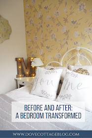 How we transformed our cluttered, drab room into a vintage shabby-chic master bedroom, opening up the space and brightening it up, all on a tight budget. 