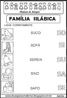 Famílias silábicas alfabetização letra S