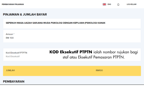 kod eksekutif ptptn