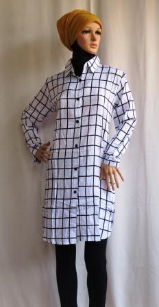 Atasan Katun Tunik Kotak BK0452 - Grosir Baju Muslim Murah 