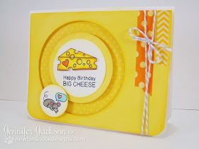 Spinner card with mouse and cheese using Just Say Cheese stamp set from Newton's Nook Designs. 