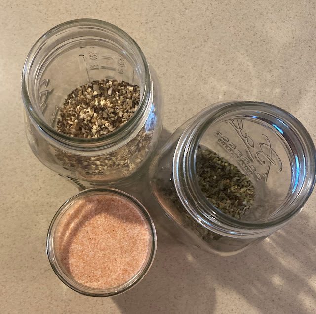 Herbs: burdock root and dandelion and pink salt