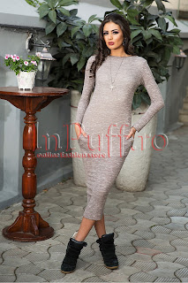 Rochie bej din tricot