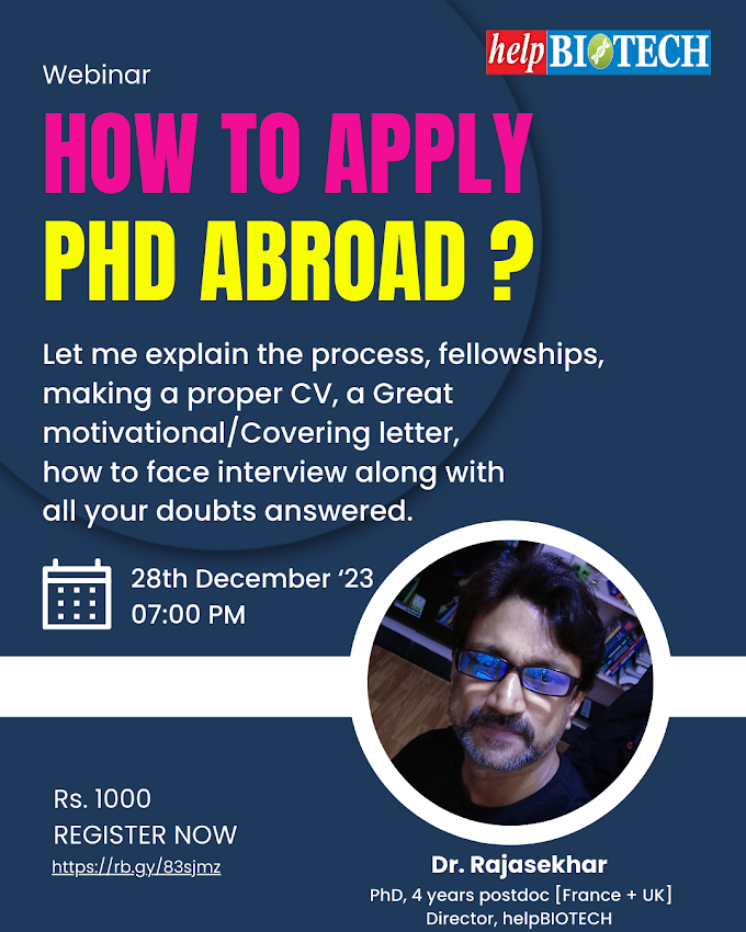 helpBIOTECH Webinar on How to Apply PhD Abroad | 28 December 2023 