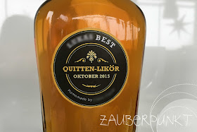 Quittenlikörselbstgemacht, Etikette kreieren, Flasche anschreiben