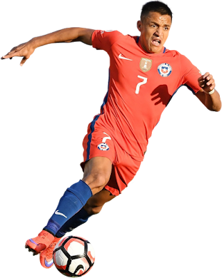 Foto Alexis Sanchez dengan kostum tim nasional Chile