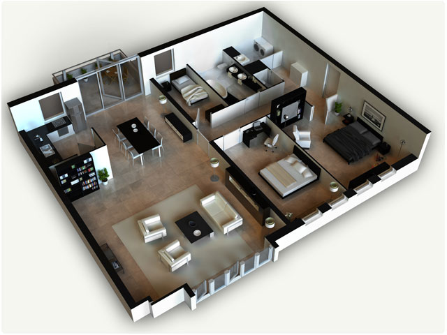 3D House Design Floor Plan 3