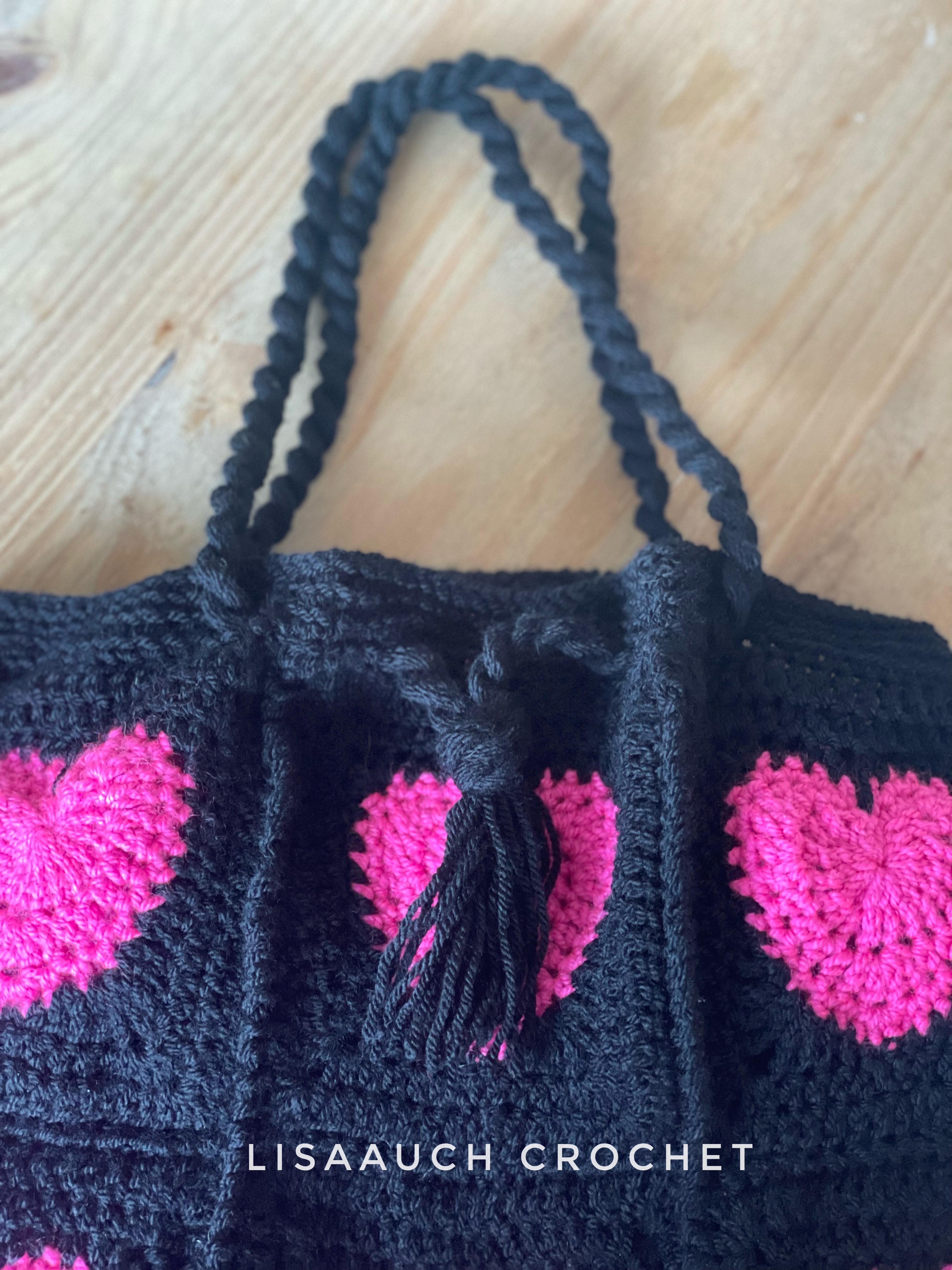 Crochet Heart Tote Bag 