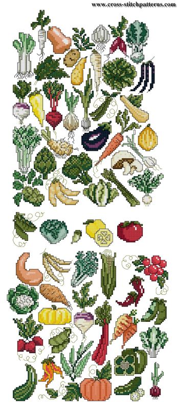 Vegetables - Counted cross stitch patterns and charts