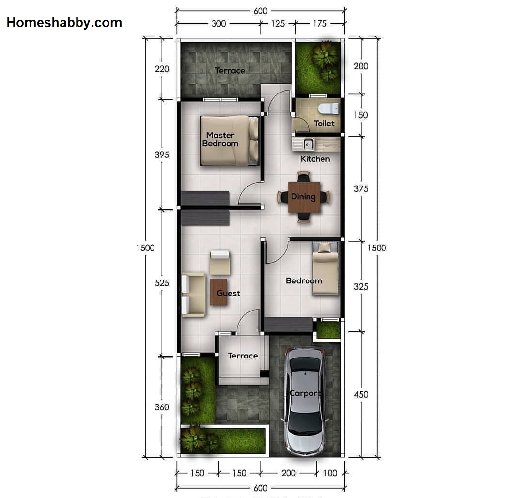 Desain Dan Denah Rumah Minimalis Ukuran 6 X 15 M Terbaru Dengan Tampilan Yang Lebih Modern Homeshabbycom Design Home Plans