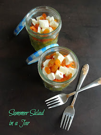 Summer salad in a Jar, Mixed Vegetables & Mozzarella salad