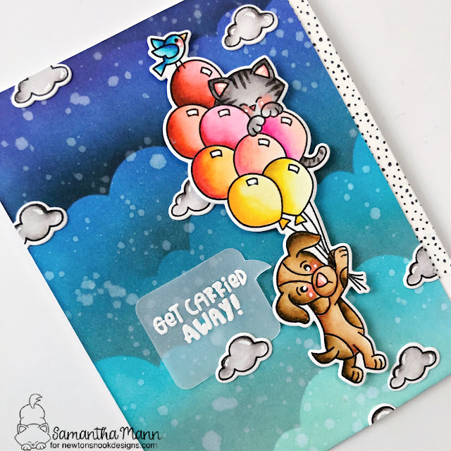 Carried Away Card by Samantha Mann | Sky High Celebrations Stamp Set, Clouds Stencil and Speech Bubbles Die Set by Newton's Nook Designs #newtonsnook #handmade
