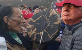 Man beating drum in Donald's face