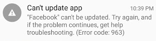 Error: Can't update Facebook due to Error Code 963