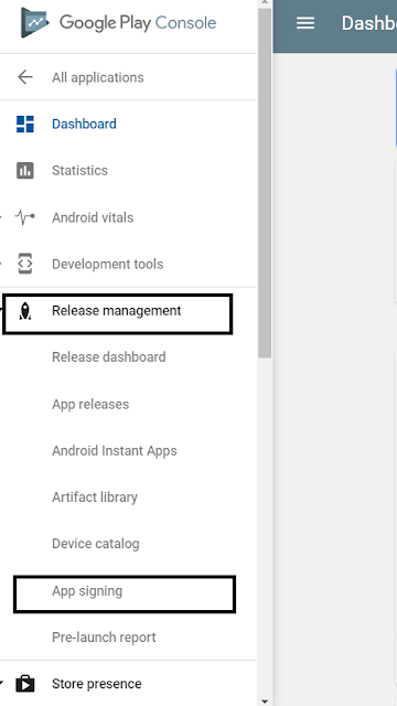 Open App Signing in Google Play Console