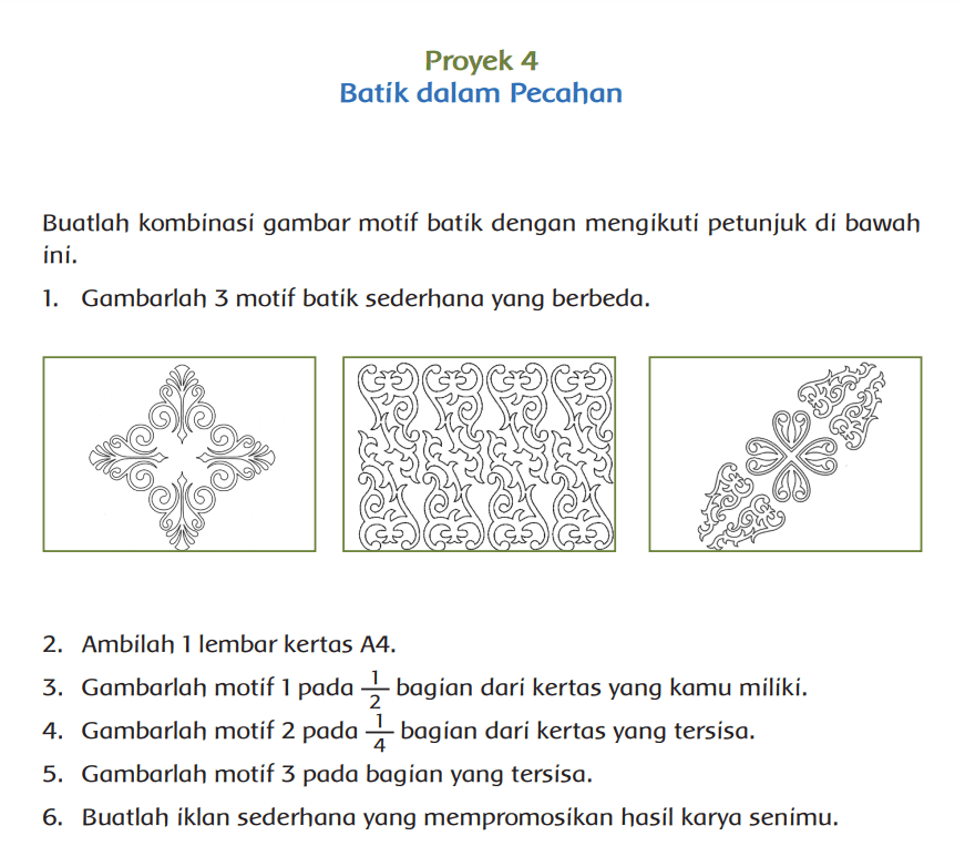 Kunci Jawaban Karyaku Prestasiku Proyek 4 Batik dalam Pecahan Semester 1 www.simplenews.me