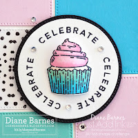 colour blocked cupcake birthday card made with Stampin Up Circle Saying stamp set and bundle, circle punch, Stylish Shapes dies, Nested Essentials dies, Zoo Crew paper. Card by Diane Barnes - Independent Demonstrator in Sydney Australia - stampinupcards - cardmaking - stamping - alcohol markers - clean and simple cards - colourmehappy