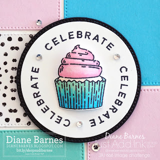colour blocked cupcake birthday card made with Stampin Up Circle Saying stamp set and bundle, circle punch, Stylish Shapes dies, Nested Essentials dies, Zoo Crew paper. Card by Diane Barnes - Independent Demonstrator in Sydney Australia - stampinupcards - cardmaking - stamping - alcohol markers - clean and simple cards - colourmehappy