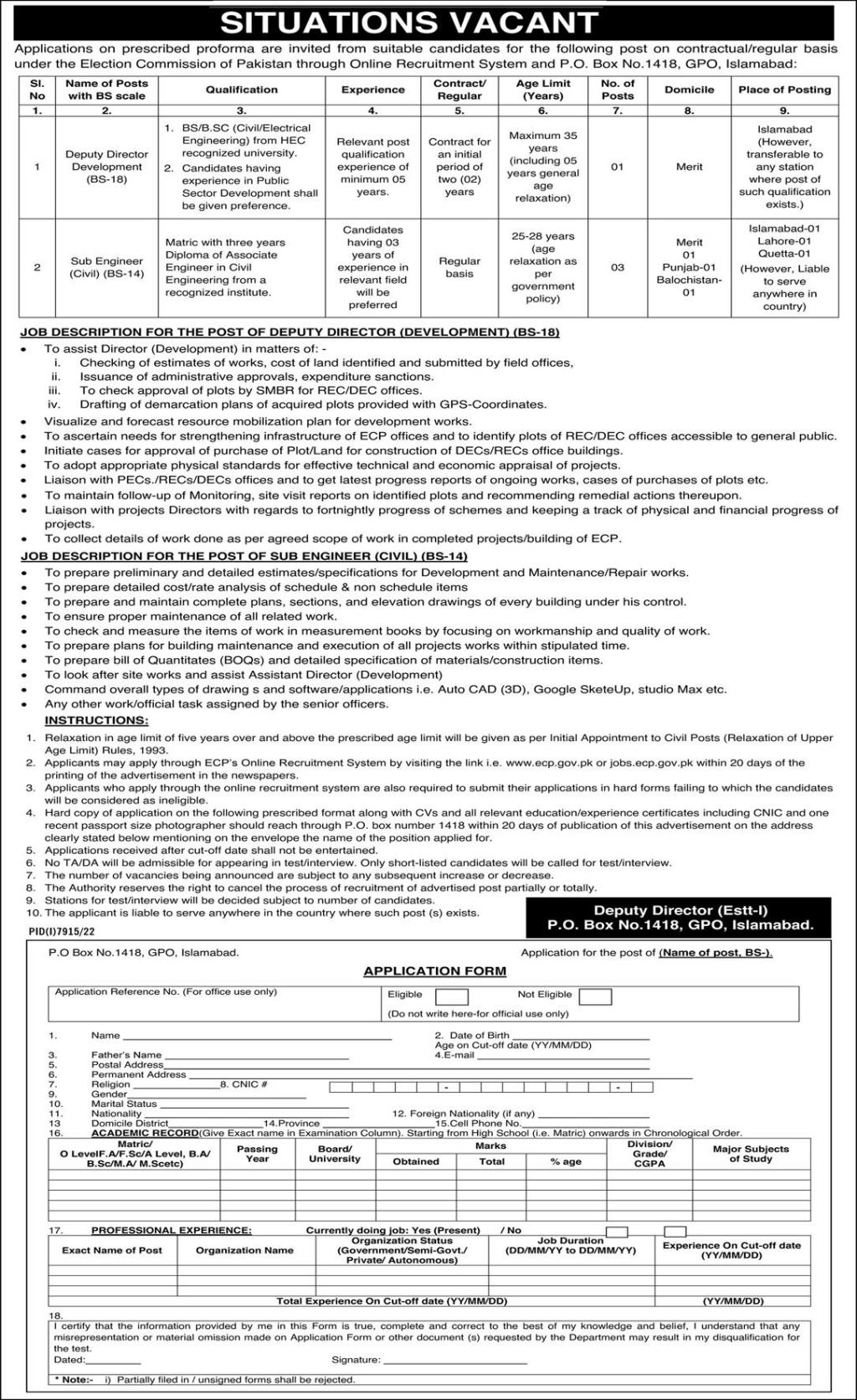 Jobs in Election Commission of Pakistan ECP