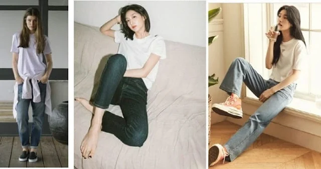 흰티에청바지 흰티셔츠에-청바지코디-기본