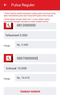 halaman trasaksi beda provider pulsa